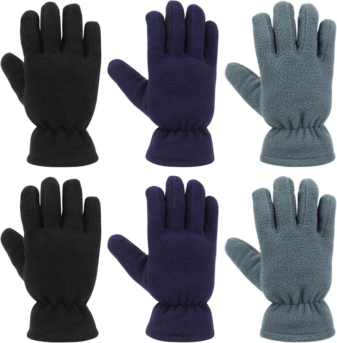 Handschoenen, peuter stretch wanten kinderhandschoenen geschikt voor kinderen van 4 tot 7 jaar oud, zwart, donkerblauw, grijs, 4-7 Jaren