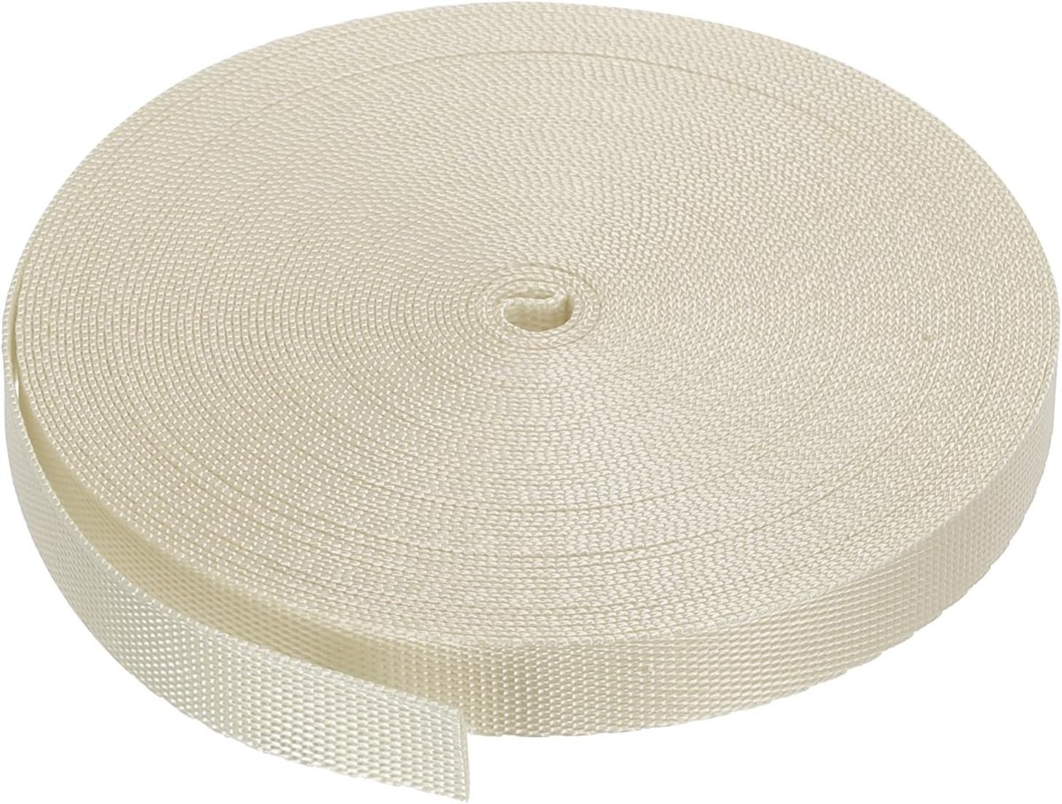 Platte nylon riem, 3/8 inch, 10 yards polypropyleen, melkwit, voor rugzak, bagagedrager, outdoor-klimmen, doe-het-zelf handwerk
