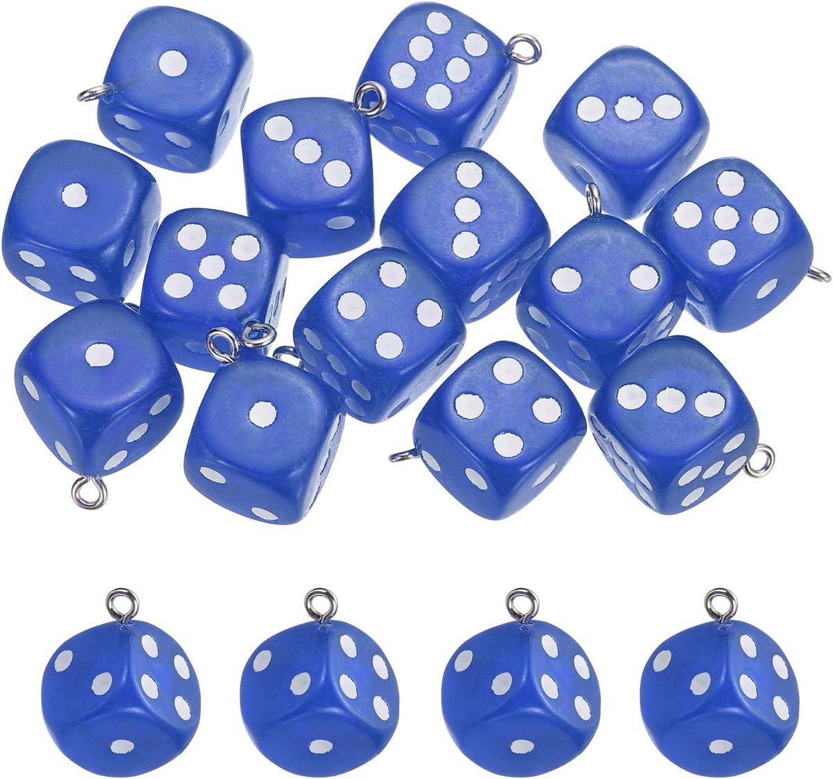 Kralen van acryl, 3D-kubuskralen, bedelhangers, grappige kralen voor armbanden, sieraden maken, oorbellen, halskettingen, sleutelhangers, 14 mm (donkerblauw)