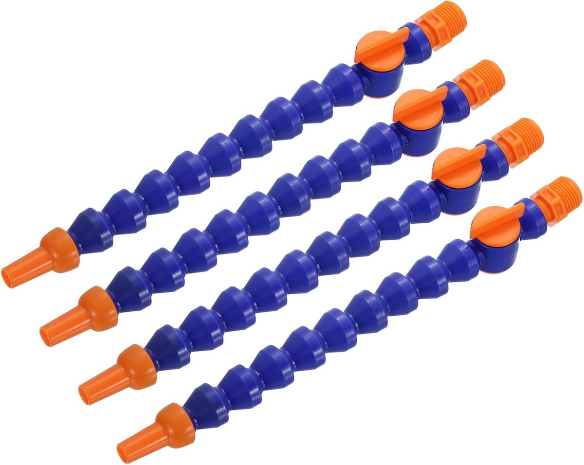 4 stuks G1/2 inch schroefdraad flexibele waterolie-koelvloeistofslang, 300 mm kunststof verstelbaar rond mondstuk, koelslang met schakelaar en binnenbuis voor CNC-waterkoelsysteem