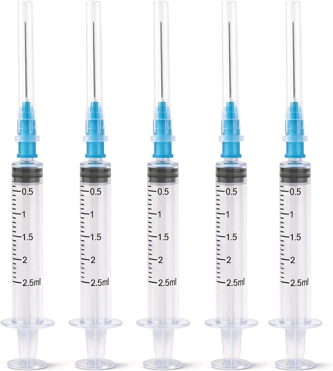 30 stuks spuiten 2,5 ml kunststof spuiten, afzonderlijk verzegelde colostrum spuit met doppen, geschikt voor vloeistofafgifte, wetenschappelijke experimenten, hobby en doe-het-zelvers