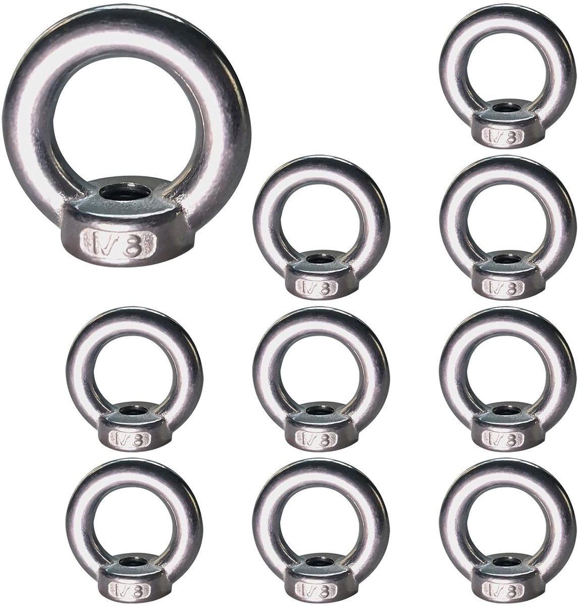 Ringmoeren M8, 10 stuks ringmoeren M8 roestvrij staal ringogen M8 oogmoeren oogmoeren hardware ringogen voor hefaccessoires