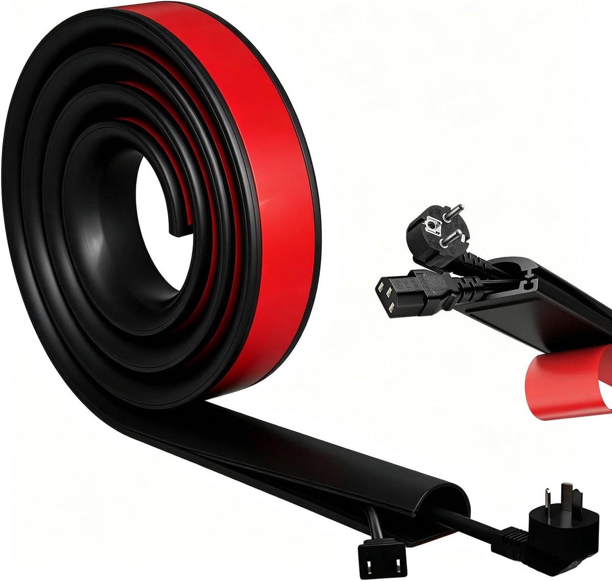 kabelafdekking, flexibel, afdekken van kabels aan muren en vloeren (zwart, 22 mm - 10 mm - 1,1 m)