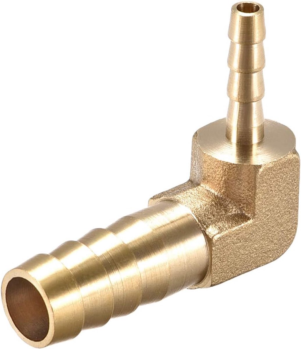 Sourcing map Slangadapter voor hoekbuisverbinding messing 90 graden 10 mm tot 4 mm weerhaak