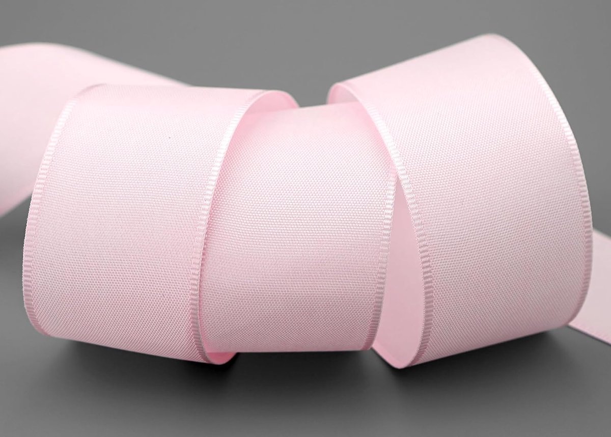 50 m x 40 mm stoffen lint mat zonder draad lichtroze roze 020 decoratielint cadeaulint stoffen lint tafeldecoratie bruiloft Pasen lint Visco taftlint met geweven rand