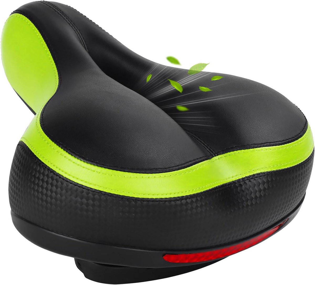 fietszadel voor dames en heren, comfortabel, zacht, gel, waterdicht, ademend, met reflector, groente | Fietszadel pijnvrij fietsen, ademend design met uitsparing, geschikt voor stadsfiets, MTB, racefiets