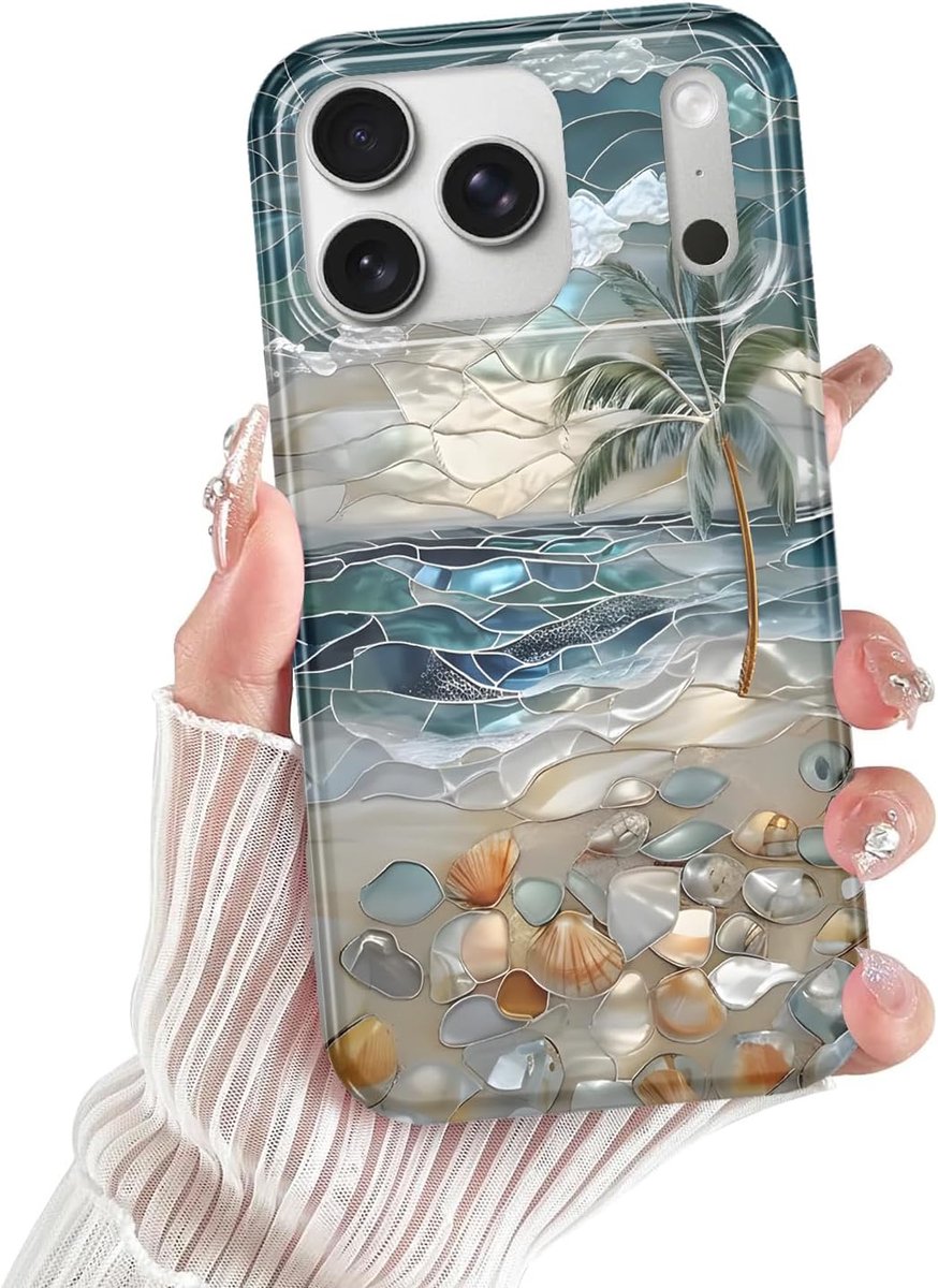 Hoes voor mobiele telefoon voor iPhone 17 Pro Max, 6,9 inch, zomer, zee, strand, patroon, schattig kleurrijk motief, zachte siliconen dunne TPU stootvaste beschermhoes cover iPhone 17 Pro Max