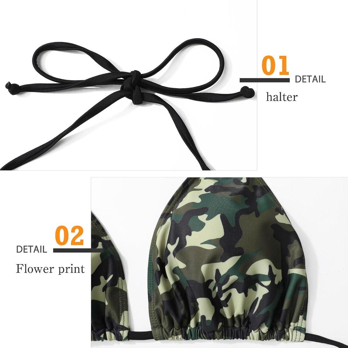 Bikiniset, driehoekige tanga, badpak, bloemenpatroon, V-hals, tweedelig