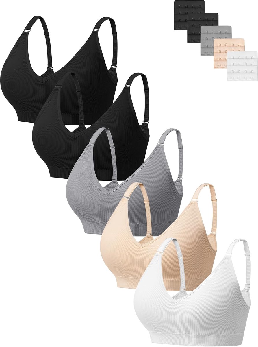 Dames zonder beugel Dames V-hals Naadloos Comfort Gewatteerde Bustier Zachte BHS Comfortabel T-shirt Zachte BH Zacht Beha
