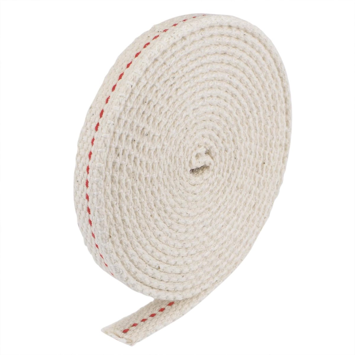 Sourcing map 2 rollen olielamp lont katoen 10 mm plat breed 2 meter lang met rode naad voor verlichting