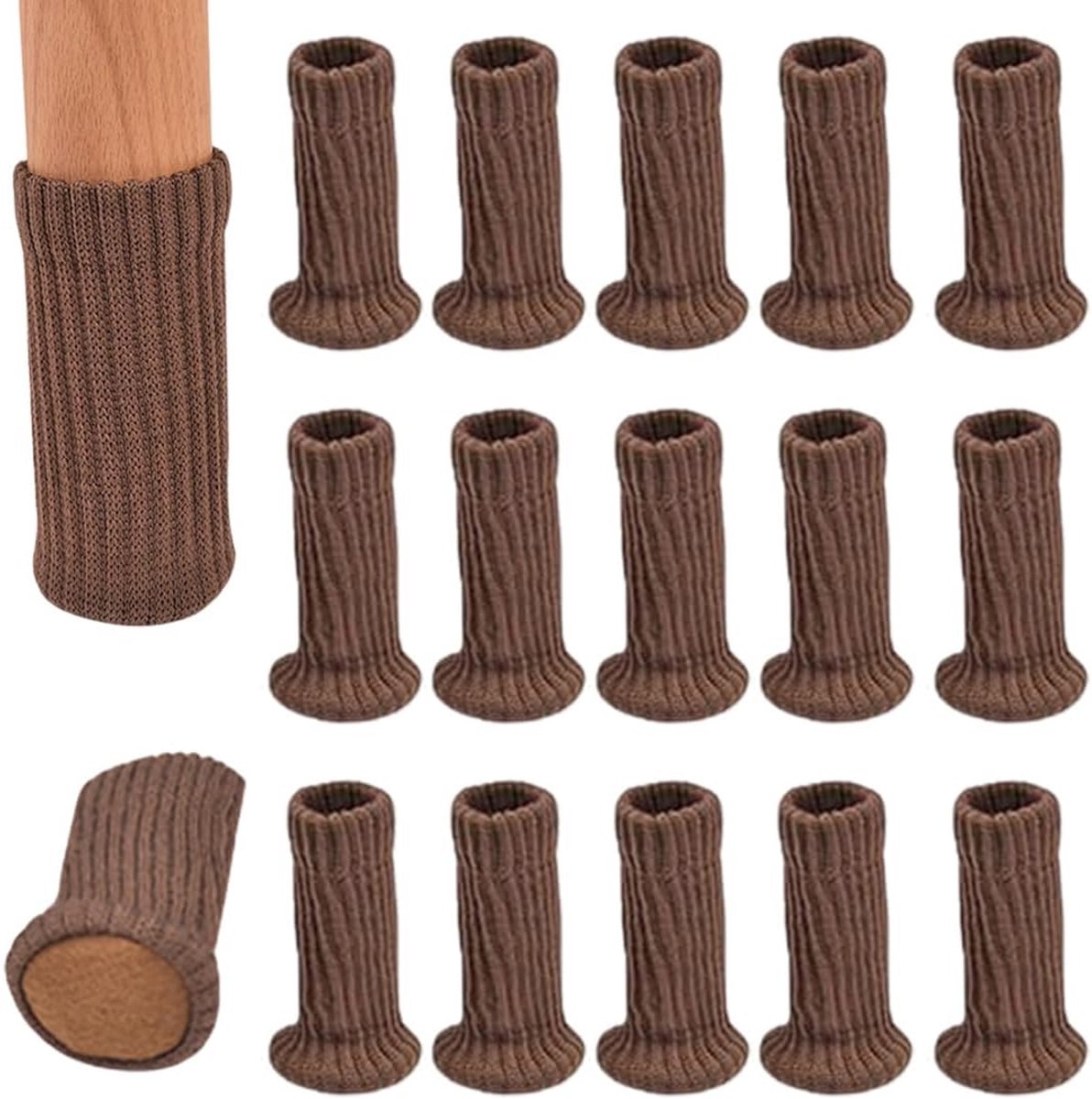 16 stuks meubelsokken voor stoelpoten, antislip sokken, beschermende hoes van gebreide kleding, stoelpoot voor thuis / woonkamer enz., beschermen de vloer