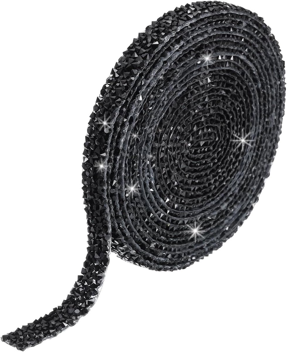 1 x lint van kunsthars, 1 meter x 1 cm, zwarte lijm voor handwerk en kleding