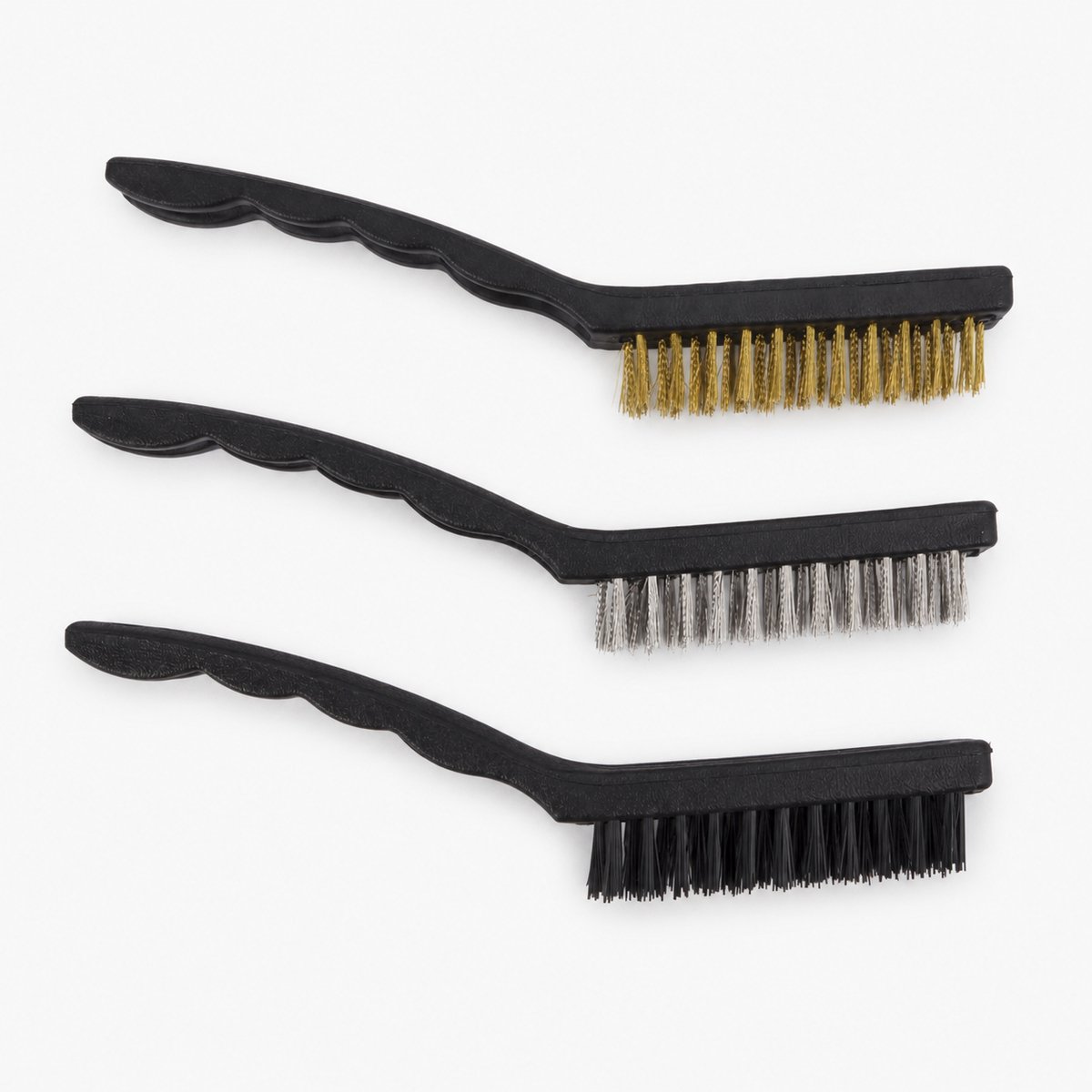Staalborstelset 3-delig - Messing, RVS en Nylon - 200 mm - Voor Reiniging