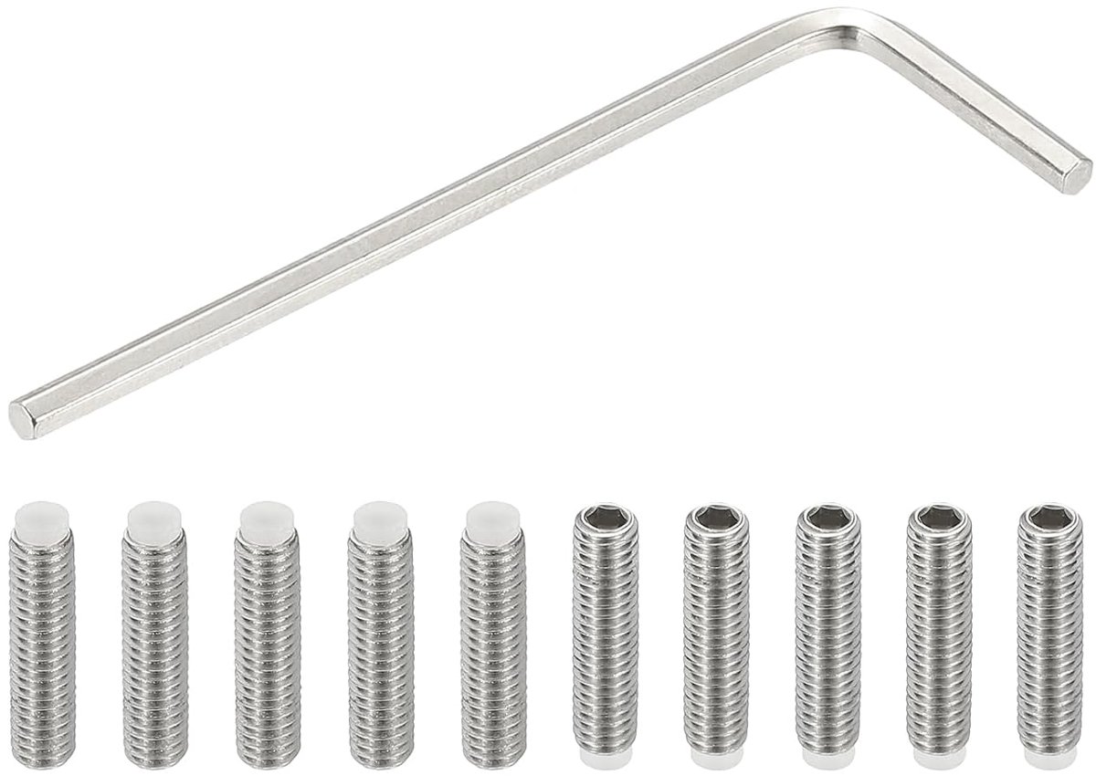 M4 x 16 mm schroeven zonder kop, nylon, 10 stuks van roestvrij staal 304, zeskantkop, metrisch, hol, antislip, binnenzeskant aandrijving met zeskantsleutel
