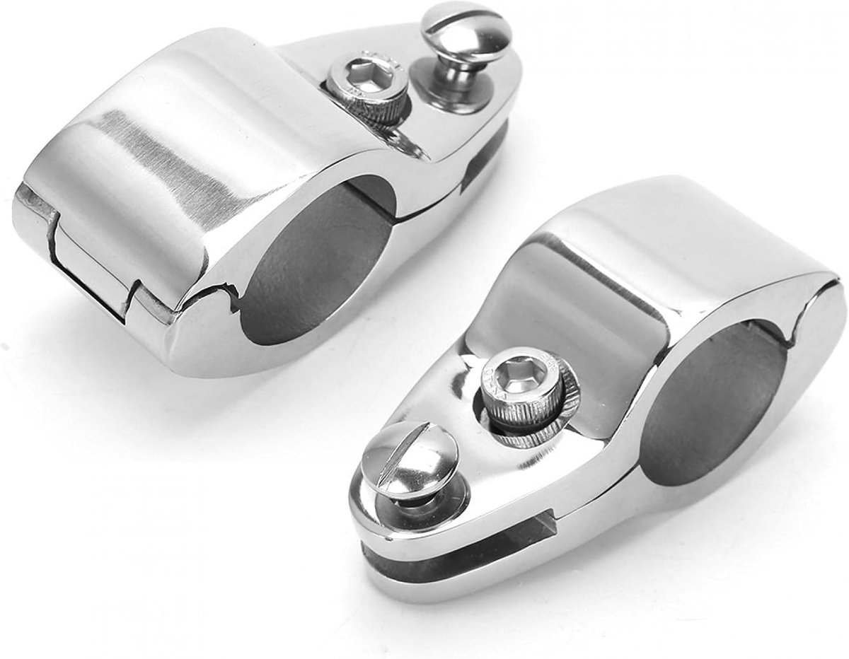 2 Stuks 316 RVS Marine Pijpklemmen Boot Top Scharnier Klauw Slide Rail Montage Fittingen Bovenkaak Sliding Gearticuleerde Marine Fittings Top Scharnier Rail Montage(20 mm binnendiameter)