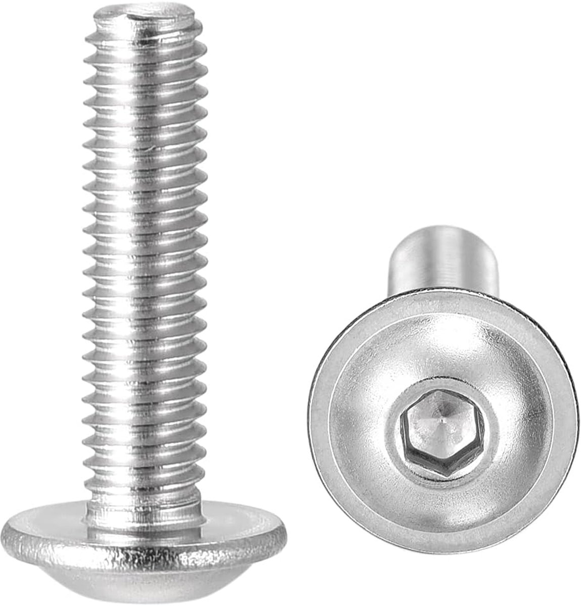 Sourcing map Inbusschroeven met flens M3 x 12 mm 304 roestvrij stalen bevestigingsschroeven, machineschroeven met volledige schroefdraad, 50 stuks