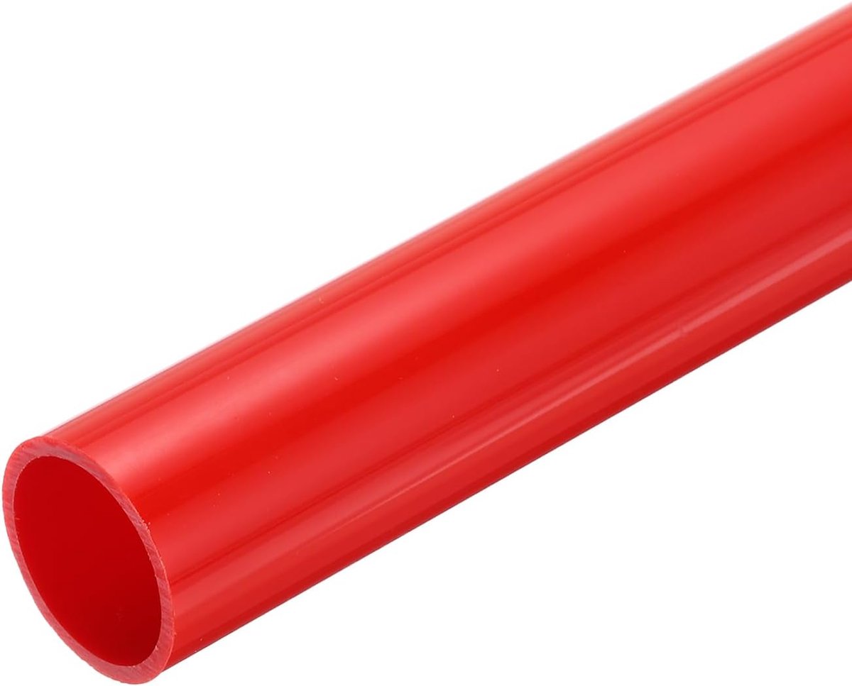 Ronde stijve pvc-slang, 1 1/4 inch, 27,2 mm, ID, 32 mm, OD, 500 mm, rood, slagvast, voor waterleiding, handwerk, decoratie, kabelmantel