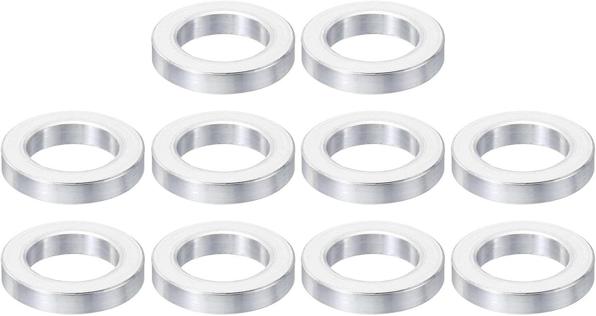M10 Aluminium Spacers, 10 Stks Metalen Spacer Aluminium 10.2mm ID x 16mm OD x 3mm L Aluminium Spacer Schroef Standoff Ronde voor 3/8 "M10 Schroef Bouten