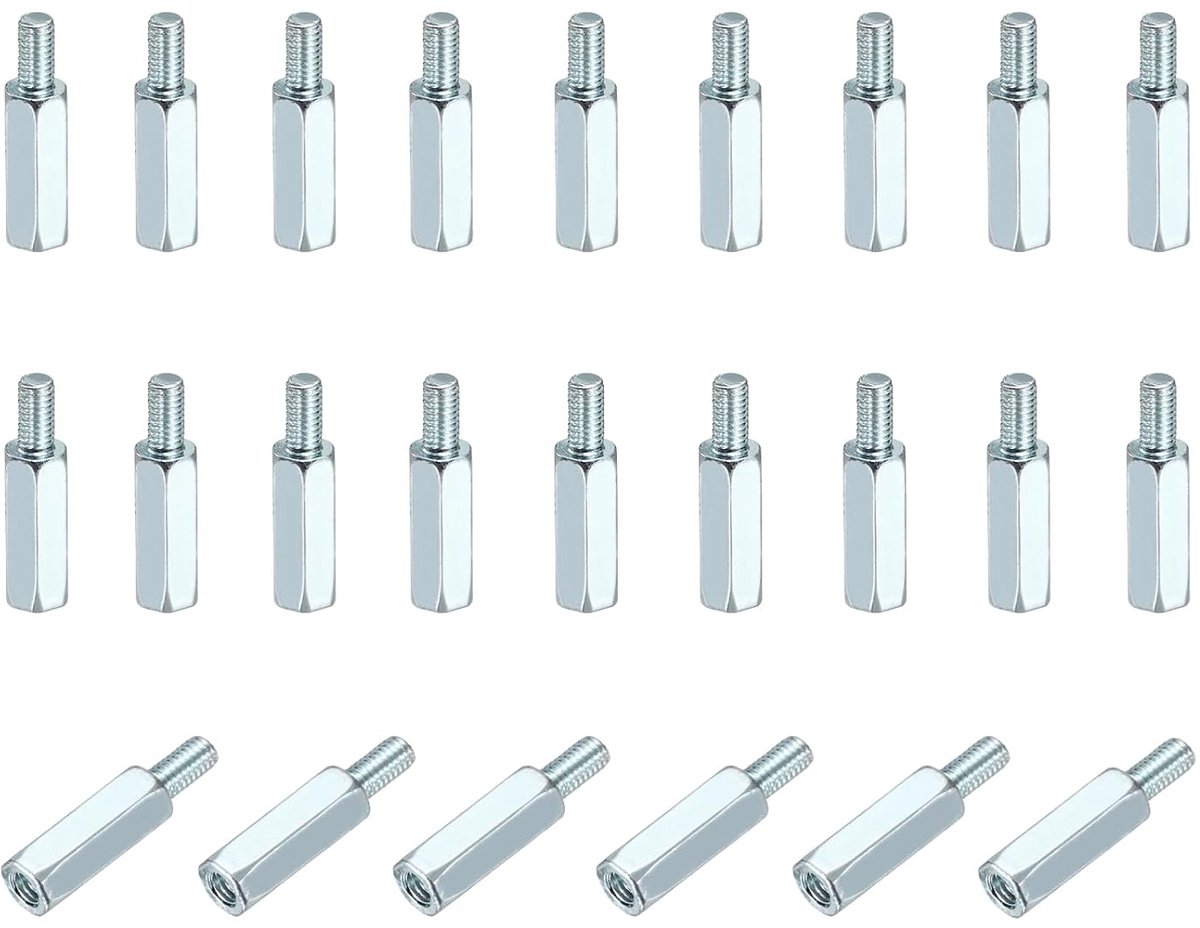 48 stuks M3 x 13 mm + 6 mm mannelijk vrouwelijk zeskantige afstandhouders verzinkt ijzer PCB moederbord afstandhouder voor computerbehuizing printplaten FPV drone quadcopter zilver