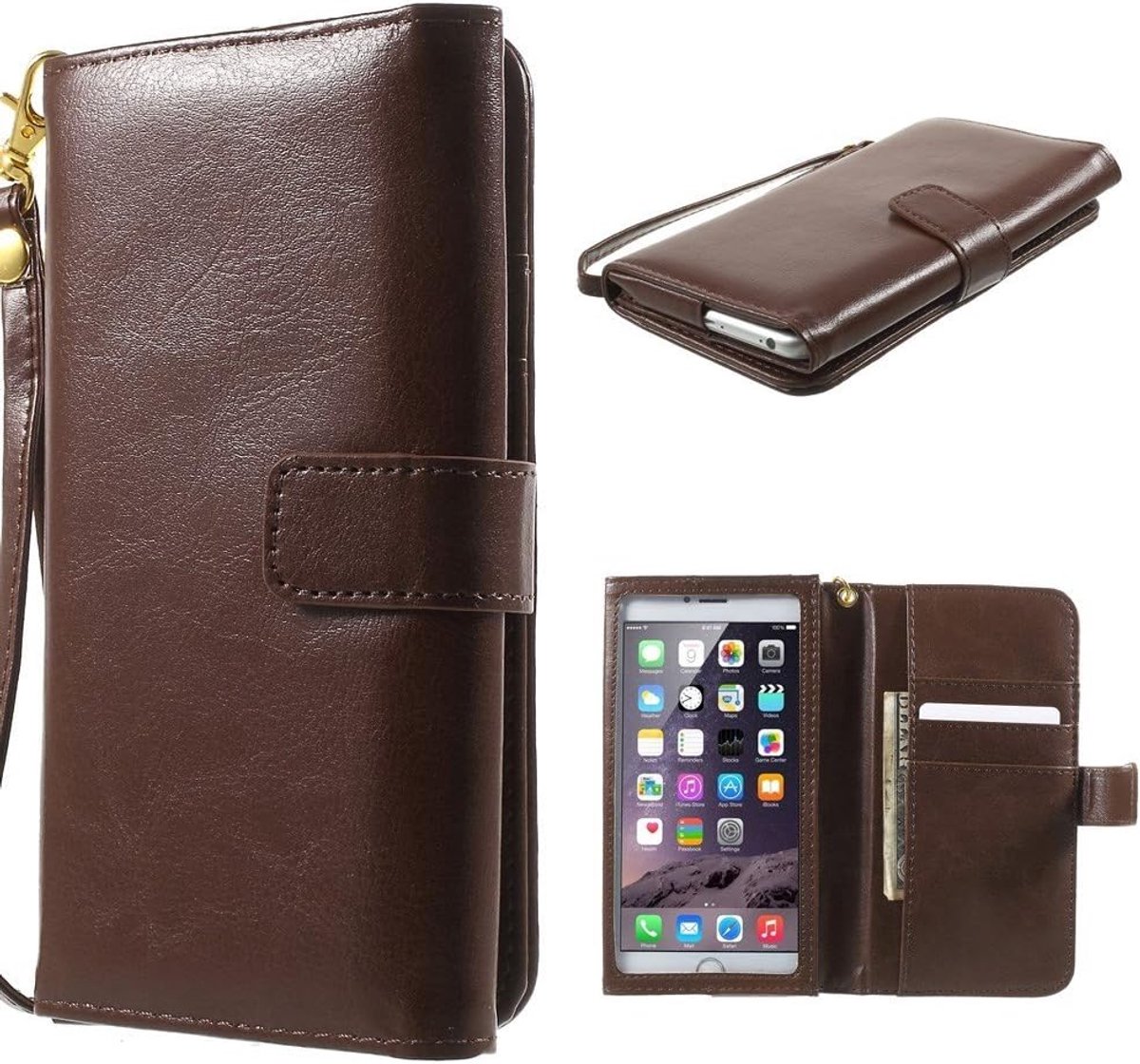Horse PU Lederen Portemonnee Case met Frame Touchable Screen en Kaartsleuven voor Tecno M6 - Bruin