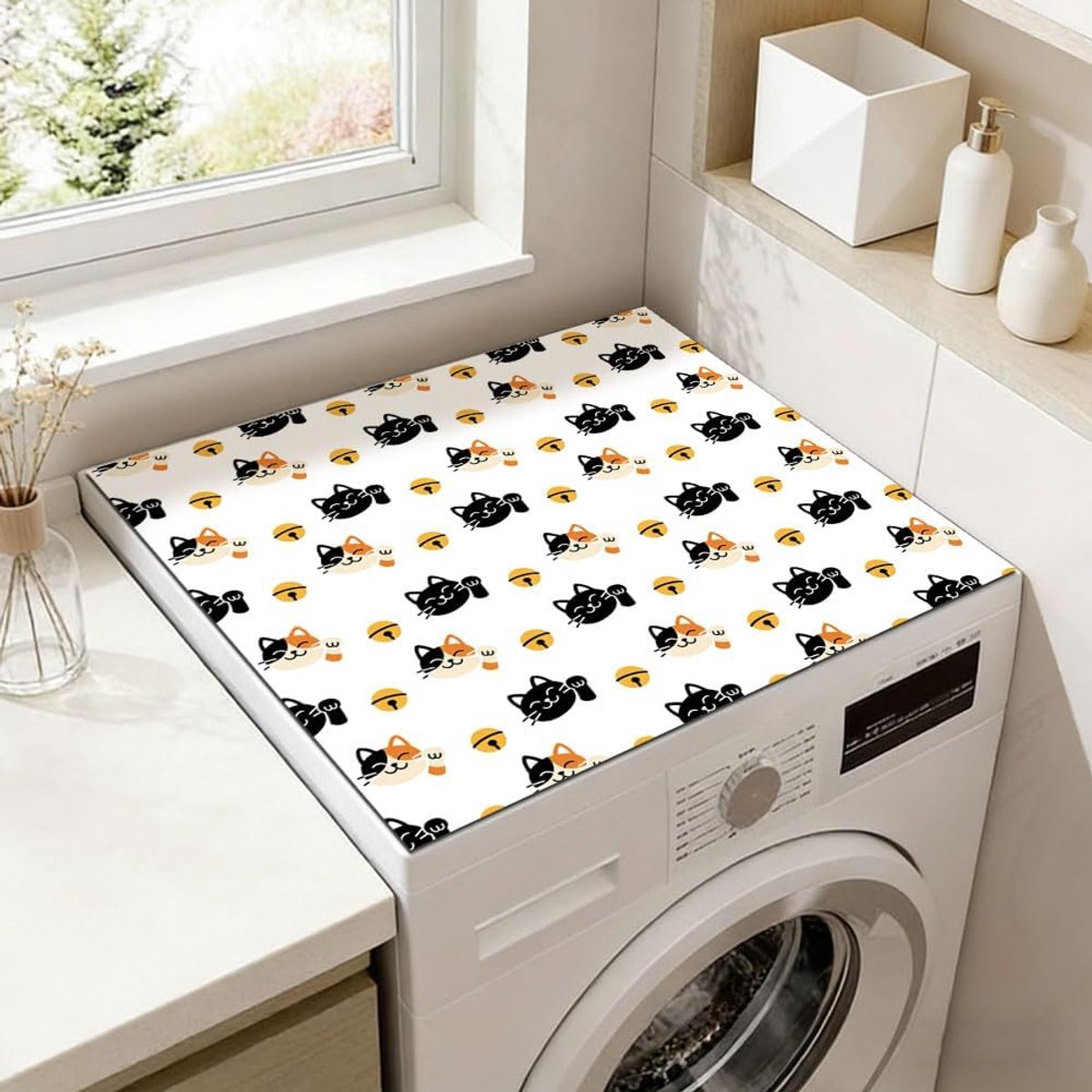 Wasmachine-drogerbel Topper Waterdicht Wasmachine Top Mat Anti-slip Wit Wasmachine Top Beschermer Opvouwbare Droger Dekking Pad Voor Bovenlader Machines Wasruimte Decor 60x50cm