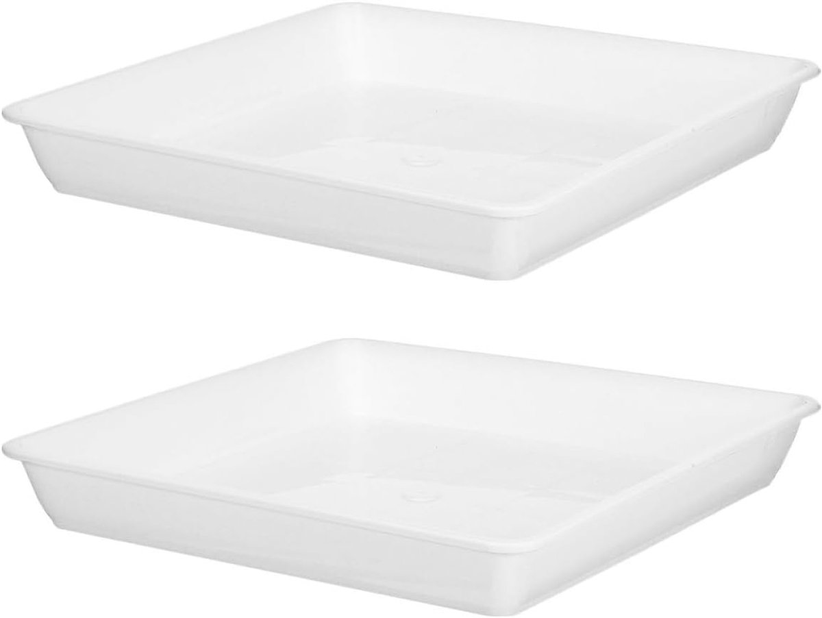 2 stuks vierkante kunststof bloempotonderzetters, 35 cm, weerbestendig en kantelbestendig, voor balkon, vetplanten en bonsaiplanten