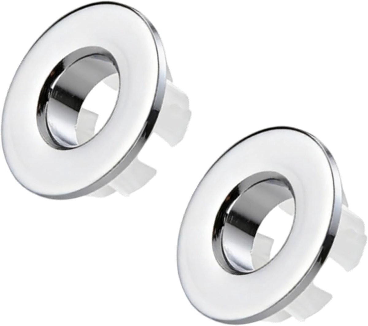 2 stuks wastafeloverloopafdekking, kraanafdekking, universele gootsteenoverloopring, geschikt voor gootstenen in keuken en badkamer (zilverkleurig)