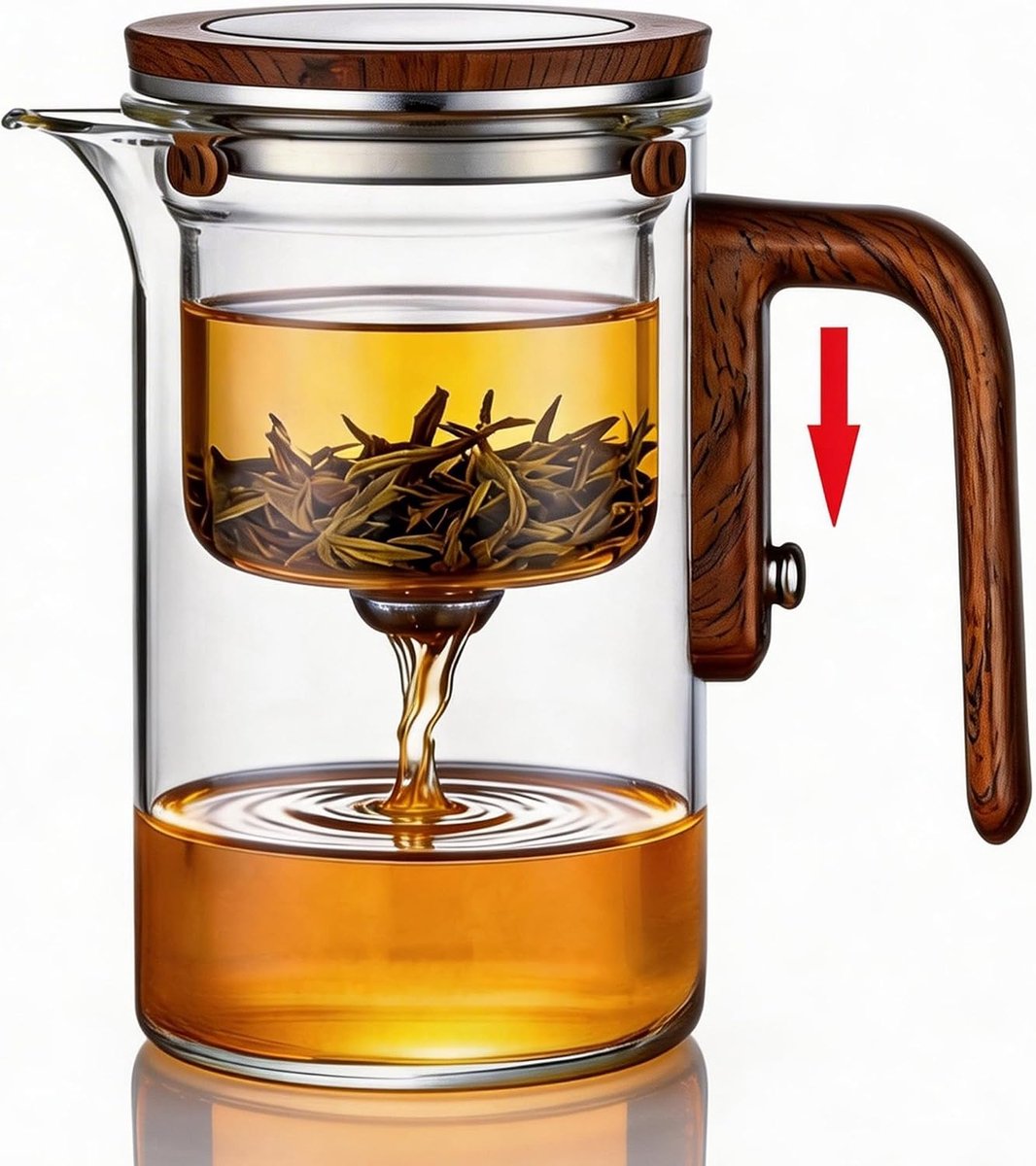 theepot, magische theepot voor het gieten van losse bladeren, hittebestendige borosilicaatglazen theepot met theezeef, cadeaus voor theeliefhebbers (transparant, 600 ml)