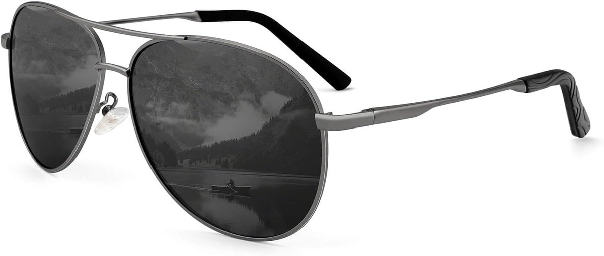 Zonnebril voor mannen en vrouwen, gepolariseerde zonnebril met uv-bescherming, Gunmetal/Grijs
