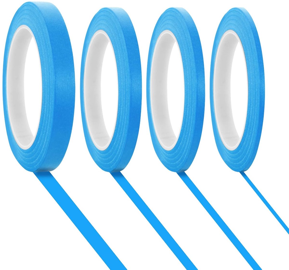 4 rollen schildersplakband, 1,5 mm/3 mm/6 mm/1,26 cm schildersplakband, 50 m lang zelfklevend schildersplakband, schildersplakband voor schilderen en decoreren