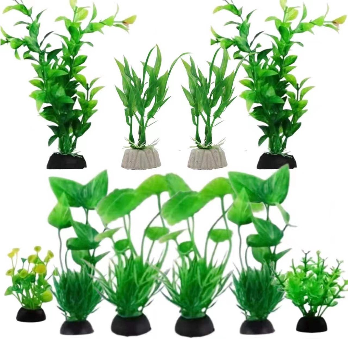 10 stuks decoratie voor aquarium, decoratie van kunststof, vissen voor tank, kunstwaterplanten voor accessoires, thuis, kantoor, groene aquariumaccessoires