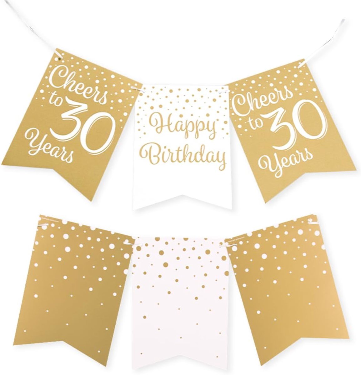 Garland 30 Jaar - Wit & Goud - 6 Meter - Feestdecoratie voor verjaardag - SnelShoppen