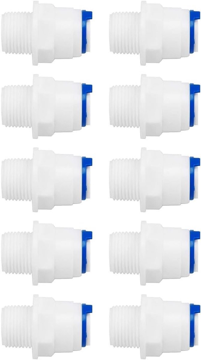 10 stuks snelkoppelingen voor waterzuiveringsbuizen, insteekkoppelingen voor waterslangen, 3/8 inch BSP mannelijk - 3/8 inch buisdiameter
