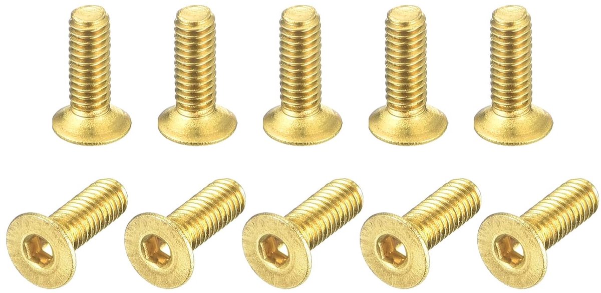 Sourcing map 24 stuks platte kopschroef M2,5-0,45x8mm messing binnenzeskantaandrijving