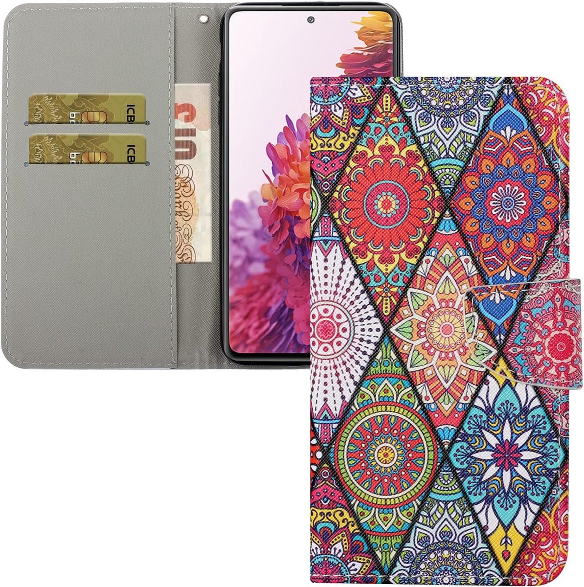 Portemonneehoesje voor Samsung A06, PU-leren fliphoesje, schokbestendig binnenhoesje, met magnetische standaard, kaartsleuf, beschermhoes voor Samsung Galaxy A06, XC Totem3