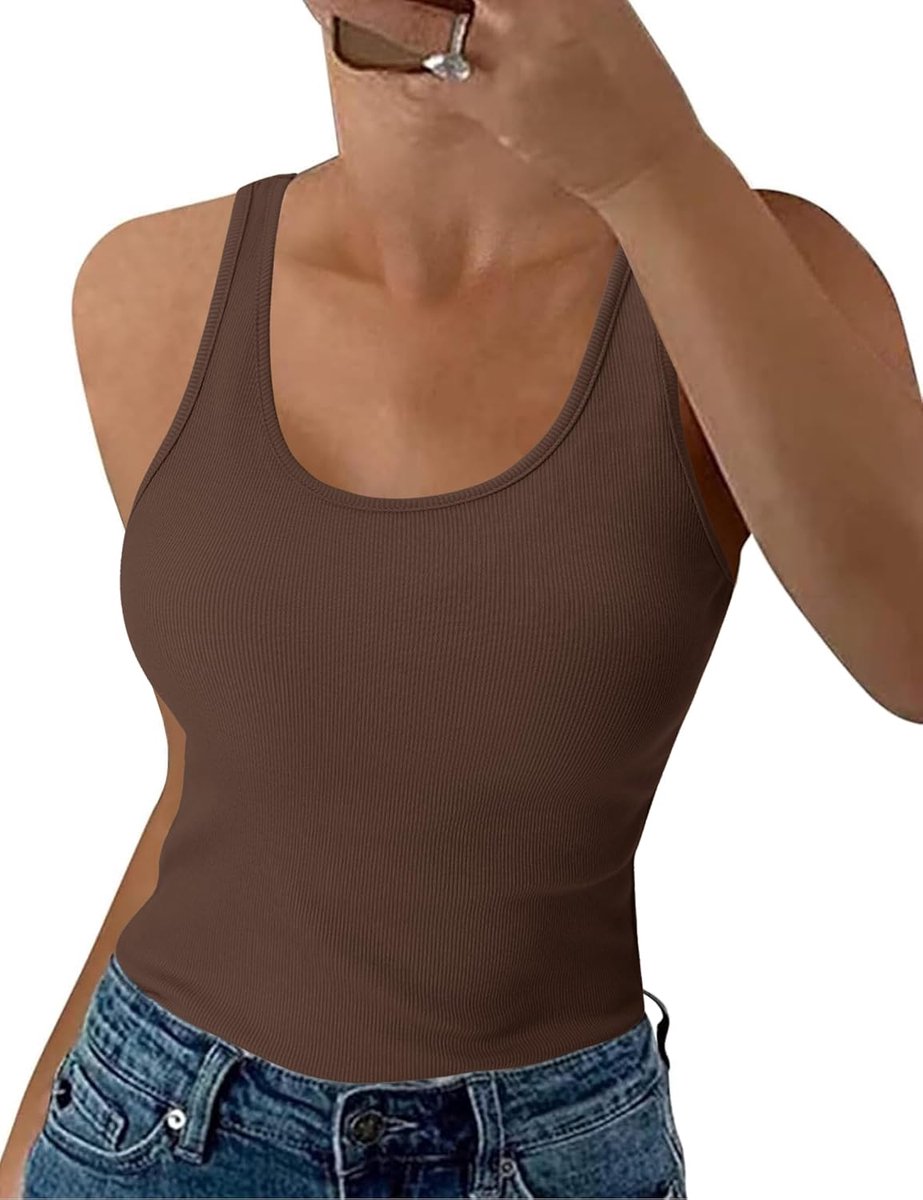 Tanktop voor dames, zomer, slim fit, bovenstuk, mouwloos, geribbeld, basic shirt, ronde hals, vest, katoen, tops, sexy, casual, effen