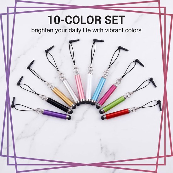 10 stuks universele touchpen voor tablets en smartphones, capacitieve stylus met hoge gevoeligheid voor Android-tablets en alle touchscreen-apparaten, 10 kleuren — afbeelding 2