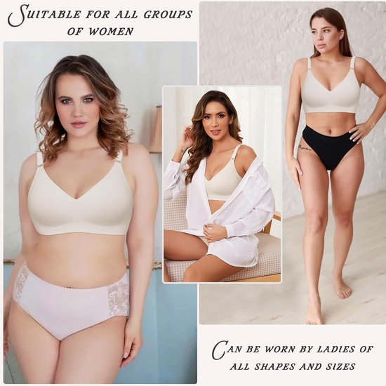 Beha voor dames, naadloos, volledige dekking, draadloze ondersteuning, V-hals, gewatteerd comfort, geschikt om in te slapen, zero feel bralette zonder beugel — afbeelding 3