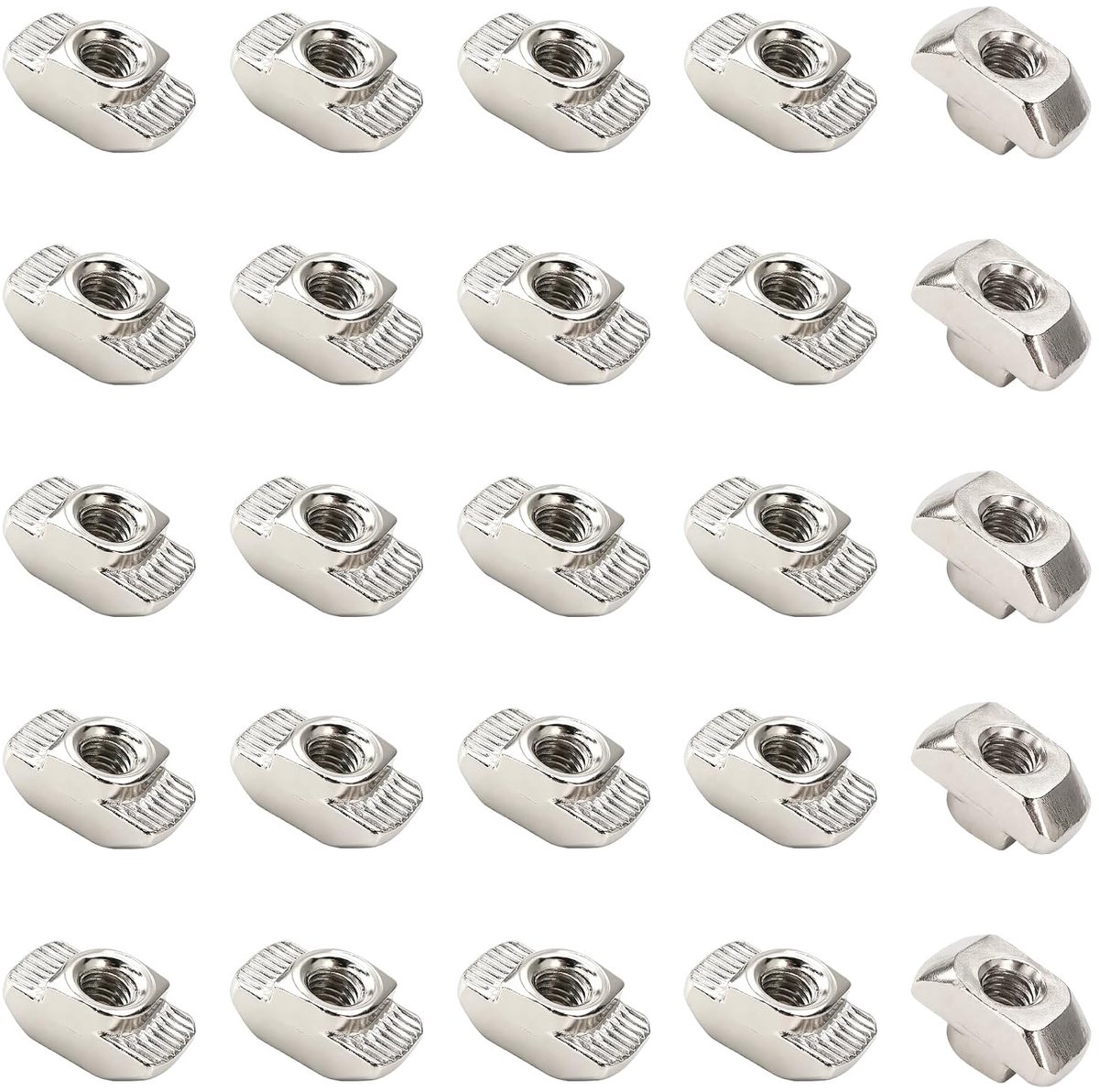 25 Stuks 45-Serie M6 Schuifmoer met T-sleuf, Hamerkop T-Moeren, voor Geëxtrudeerde Aluminium Rails Uit de 45-Serie