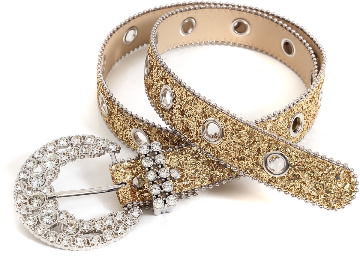 Riem Strass Smal Goud - Disco Accessoire - Fout Feest