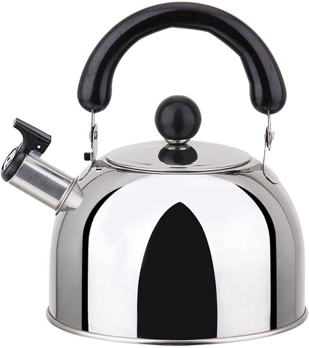 Kookplaat Ketel - Theeketel RVS - Water Koken - Automatisch Klokkend - 1 Liter - Zilver