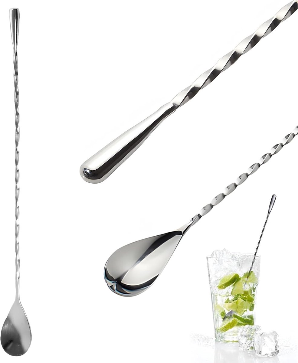lepel baraccessoires - lange cocktaillepel lang, roerlepel voor cocktails, perfect voor cocktailbereiding in bar en thuis