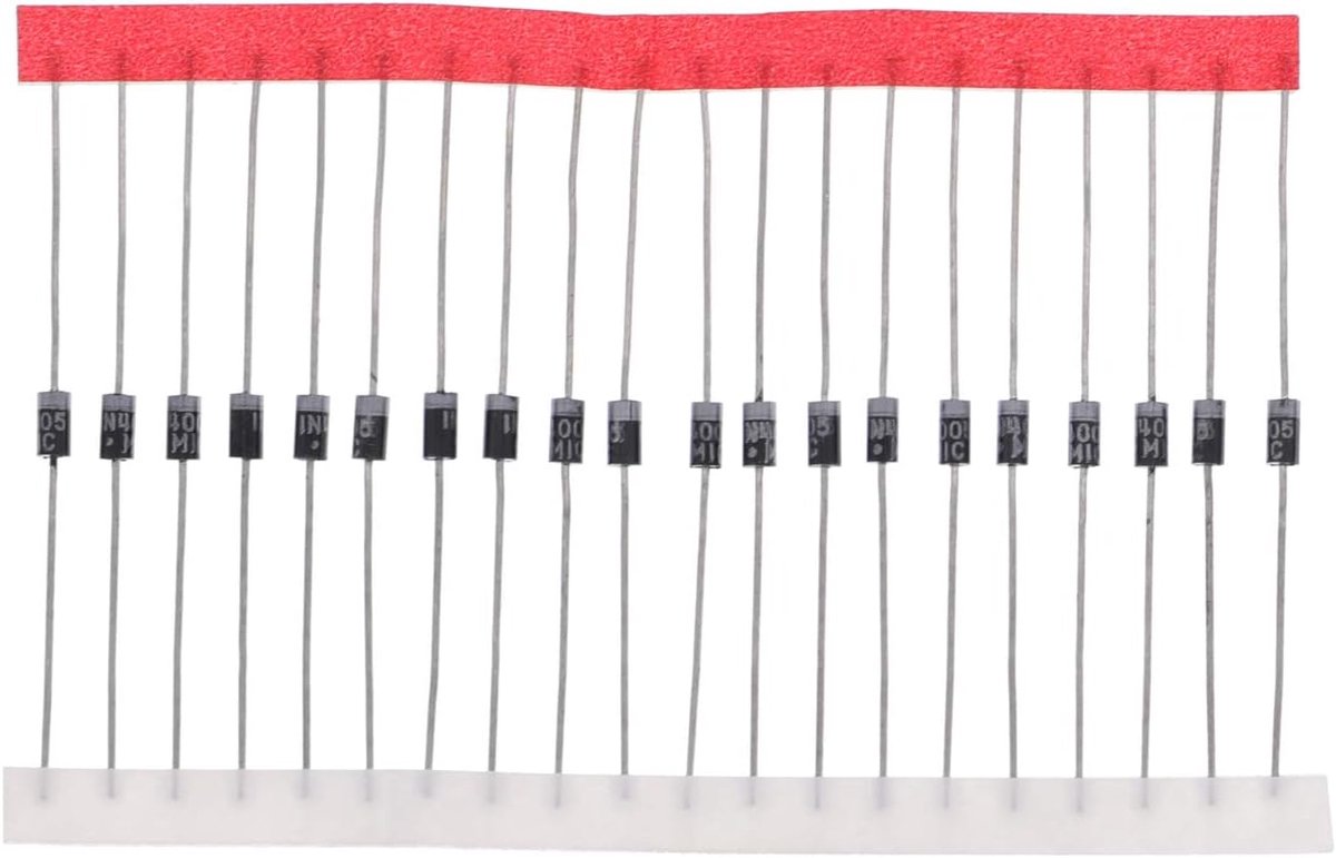100 stuks 1N4005 gelijkrichterdiode 1A 600V DO-41 (DO-204AL) Axiaal 4005 1 Ampère 600 Volt