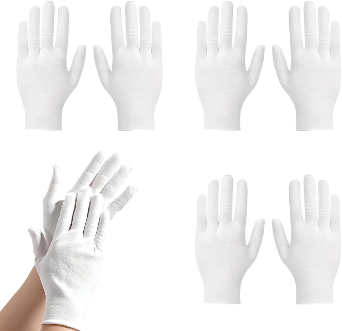 3 paar katoenen handschoenen, hydraterend, neurodermitis, dermatologie, ademend, handgemaakt, dun en droog (wit)