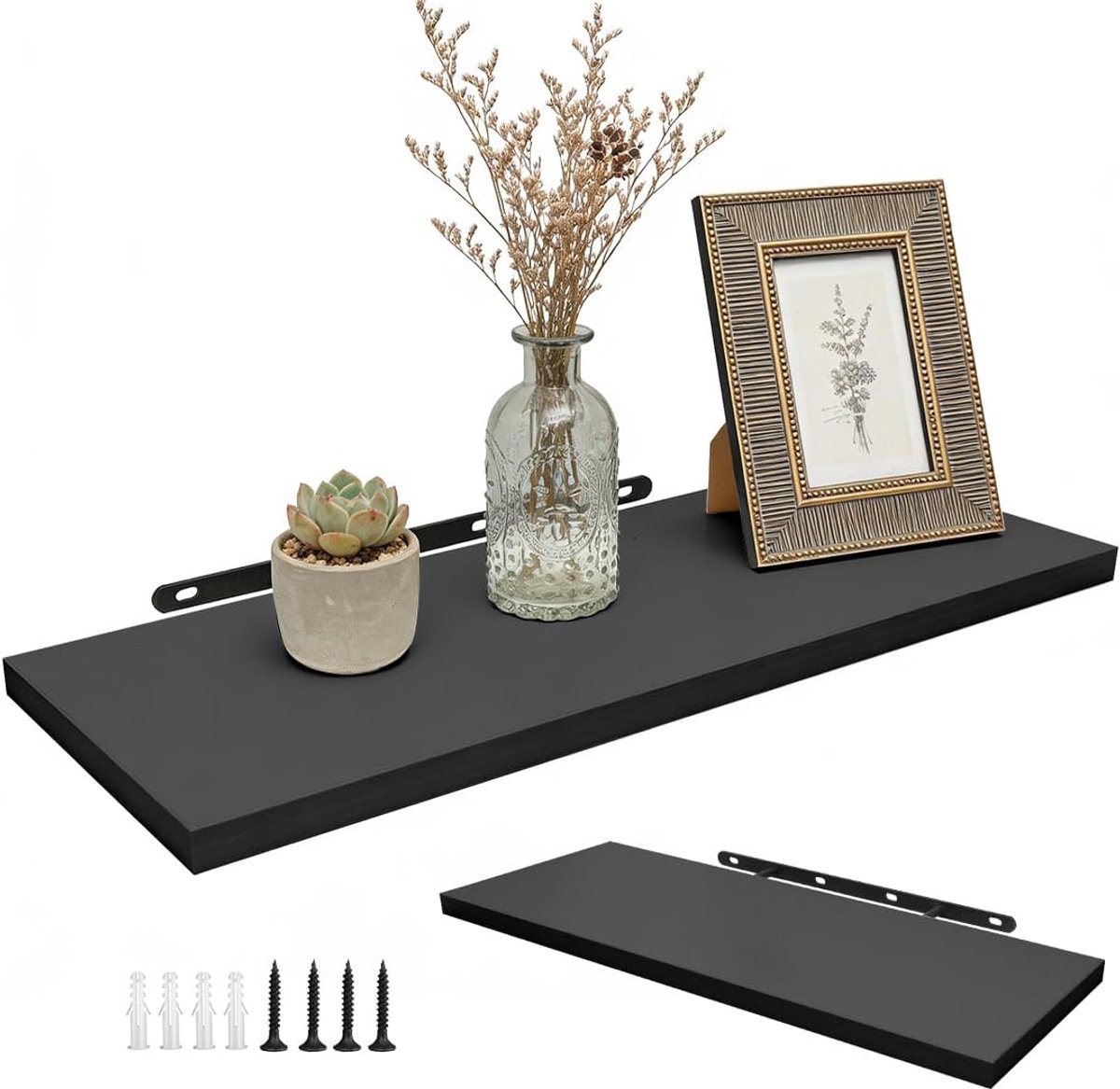 Zwevend Wandrek 40x15 cm - Boekenkast Voor Woonkamer Slaapkamer Balkon - Muurrek Decoratie En Opbergen(zwart)