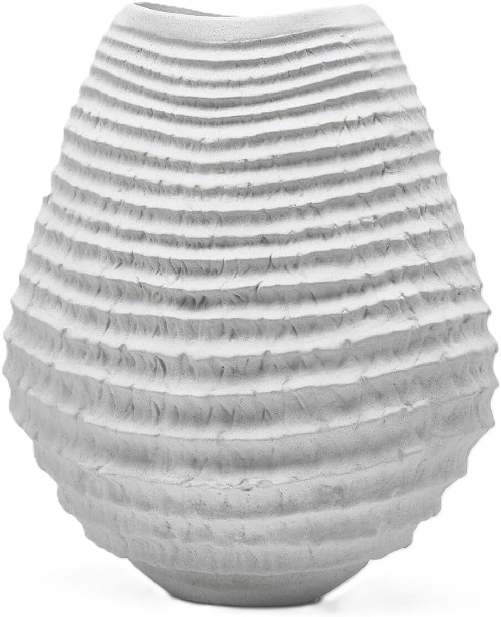 bloemenvaas ovaal 37x21,5 cm - porselein wit - elegant design - perfect voor verse bloemen - SnelShoppen