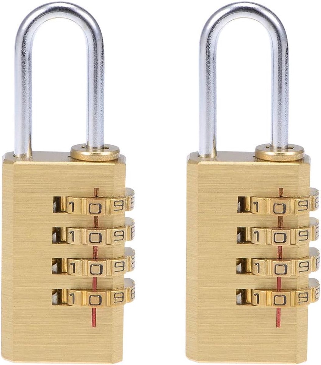 Sourcing map 2 stuks behuizingsbreedte messing slot 4-cijferig cijferslot 3mm beugel 21mm