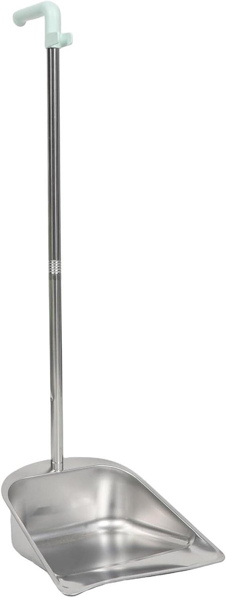 Stofblik met steel - Vuilnisblik - Huishoudelijk schoonmaken - Roestvrij staal - 80 cm lengte - Willekeurige kleur