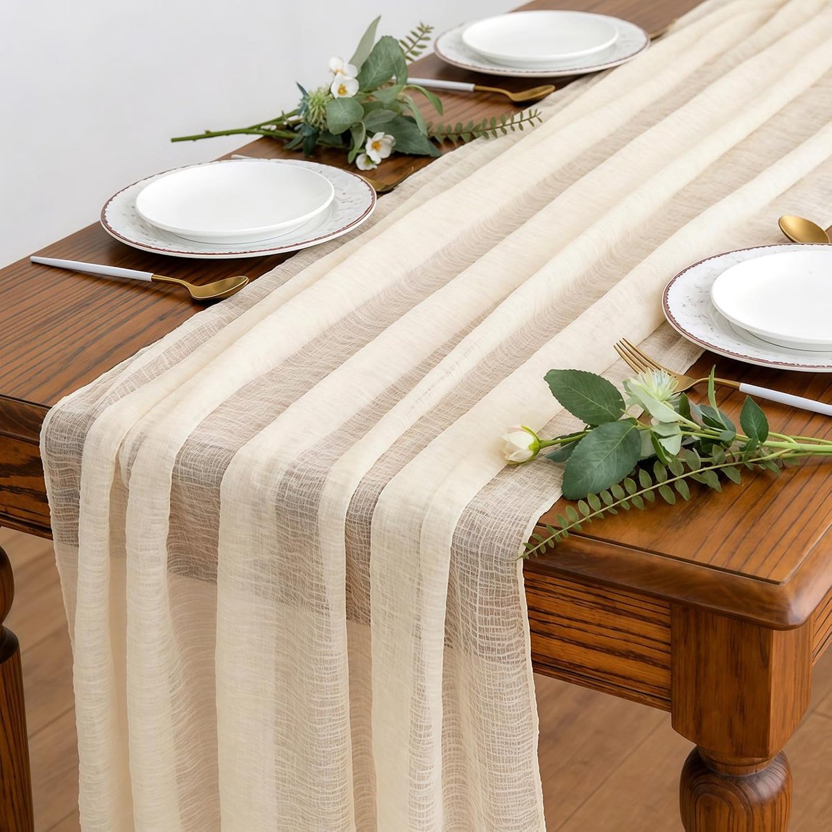 tule tafelloper, 160 x 300 cm, tafelband, gaas, bruiloft, tafeldecoratie, boho-tafeldecoratie, voor bruiloften, outdoor verjaardagsfeestjes en keukendecoratie (champagnekleur)