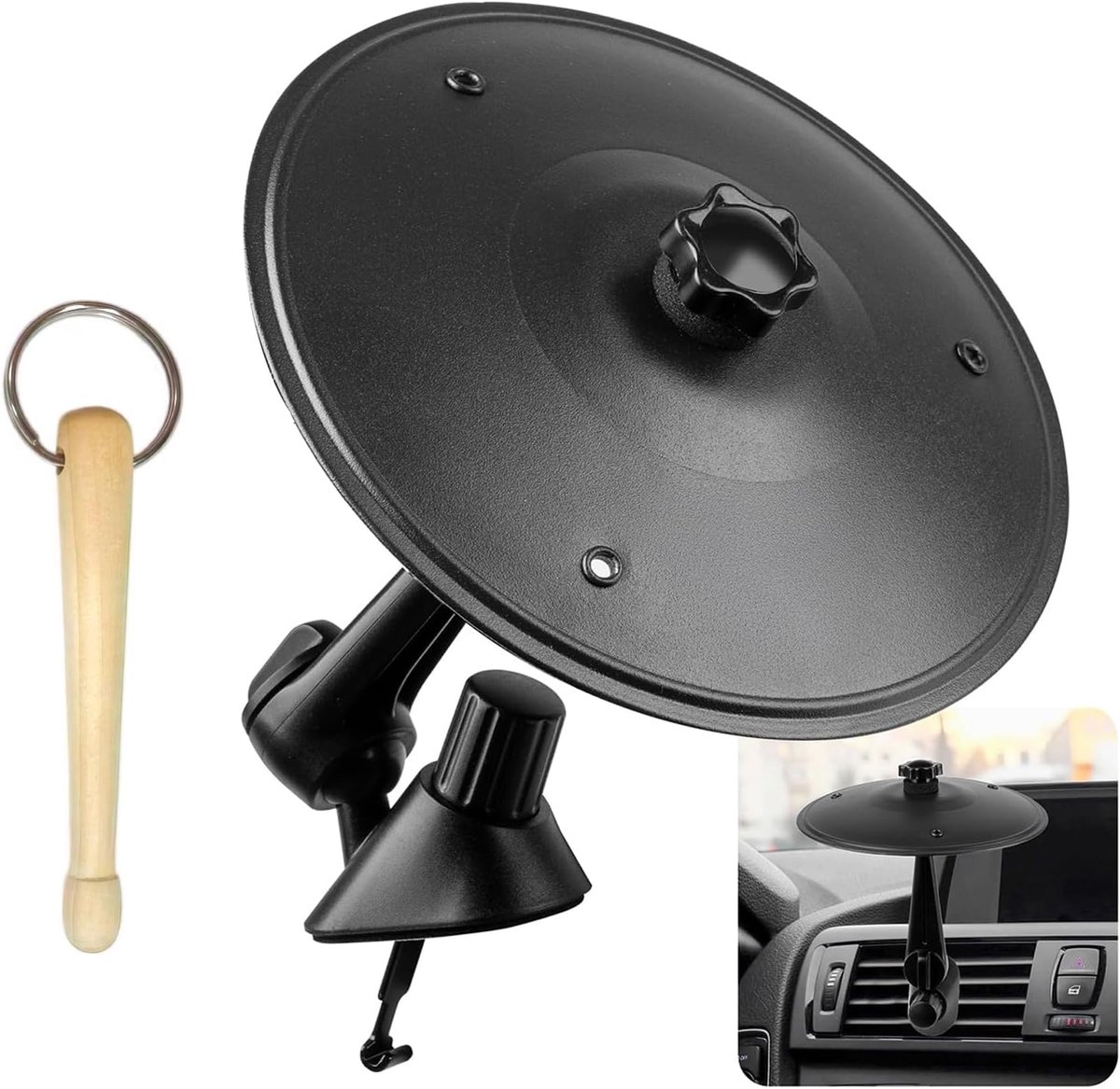 auto bekkens luchtuitlaat, mini auto drumstel bekkens met stok, mini auto crashbekkens voor luchtroosters, geweldig cadeau voor muziekliefhebbers, drummers